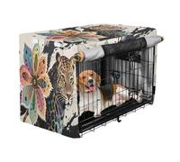 aidingzhi Cover for Dog Crate Pet Wire Cage Cover Dog Crate Curtains 48 Inch - Boho Mandala Flowers Leopard Colorful