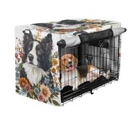 aidingzhi Cover for Dog Crate Pet Wire Cage Cover Dog Crate Curtains 48 Inch - Chand Drawn Dog Face Floral