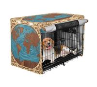 aidingzhi Cover for Dog Crate Pet Wire Cage Cover with Roller Shades 42 Inch - Ancient World Map