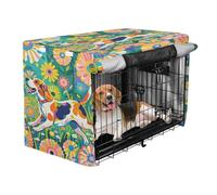aidingzhi Covers for Dog Crates Pet Kennel Cover Rollers Shades 36 Inch - Cute Beagle Flower