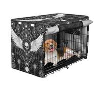 aidingzhi Covers for Dog Crates Pet Privacy Cover Dog Crate Curtains 36 Inch - Evil Skull Black