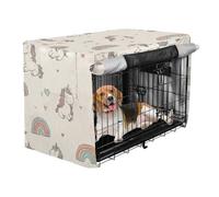 aidingzhi Covers for Dog Crates Pets Kennel Cover Rollers Shades - Cartoon Rainbow Unicorns Light Color
