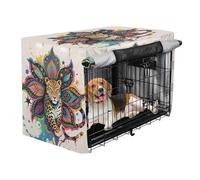 aidingzhi Crate Covers for Dog Cages Privacy Kennel Cover Dog Crate Protector 48 Inch - Boho Mandala Flowers Leopard Colorful