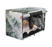 aidingzhi Crate Covers for Dog Cages Puppy Wire Cage Covers Dog Crate Protector 36 Inch - Green Mountains bamboos Chinese Painting