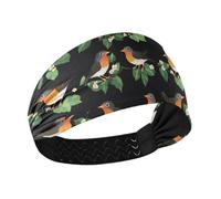 aidingzhi Cute American Robin Birds Black Moisture Wicking womens headbands fashion Stretchy wide head bands for women's hair for Workouts Athletic Sports Daily use Football