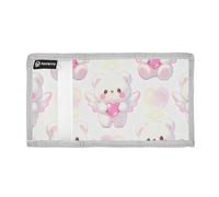 aidingzhi Cute Angel Bear Peach trifold slim wallet for men gifts for young minimalistic lighweight slim wallet for men with lanyard Christmas presento