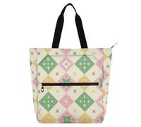 aidingzhi Cute Book Tote Bag for Kids Boys Girls, Geometric Large School Beach Bag Shopping Bag with Zipper for School and Playtime Rainbow