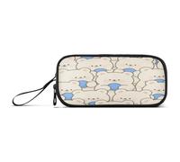 aidingzhi Cute Cartoon Bear Beige Nylon Pencil Bag For Teens High Capacity Pencil Case With Zipper Stationery Organizer for Preppy School Nurse
