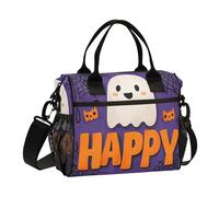 aidingzhi Cute Cartoon Halloween Purple Lunch Bags for Women with Pocket Snack Bag with Shoulder Strap Female Kindergarten S