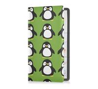 aidingzhi Cute Cartoon Penguin Green Premium Leather Car Registration & Insurance Card Holder Essential Car Wallet Case for Documents, Cards, License
