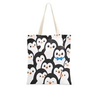 aidingzhi Cute Cartoon Penguin Medium Canvas Tote reusable Women Tote Bag Grocery & Farmers Market 16"x15" school essential
