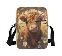 aidingzhi Cute Cartoon Scotland Cow mens messenger bag crossbody mens shoulder bag Purse Bag Adjustable Strap for Casual Shopping