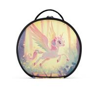 aidingzhi Cute Cartoon unicorns with Wings Rainbow Colorful Makeup Bag with Compartments & Handle Large Makeup Bag With Handle with adjustable dividers 11 IN