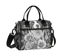 aidingzhi Cute Dog Face Flowers Bloom Lunch Box Minimalist Lunch Bag Teen with Shoulder Strap Teacher University M