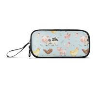 aidingzhi Cute Farm Animals Nylon Pencil Bag Pen Case Large Capacity School Pencil Case Stationery Organizer for School Teen