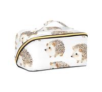 aidingzhi Cute Hedgehog White Makeup Bag with dividers stylish Cosmetic Bag For Purse Vertical Free-Standing