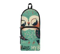 aidingzhi Do My Green Owl Nylon 3 Compartments Pencil Bag study&multifunctional Pencil Case For College School Stationery for Middle School