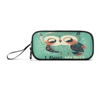 aidingzhi Do My Green Owl Nylon Large Pencil Bag Big Capacity Pencil Case Organizer Stationery Bag for High School Boys