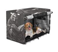 aidingzhi Dog Cage Cover Privacy Kennel Cover Rollers Shades 36 Inch - Vintage Hand-Drawn Illustration of A Grim Reaper