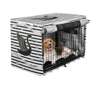 aidingzhi Dog Cage Covers Puppy Kennel Cover Rollers Shades - Black White Stripe Silver Swan