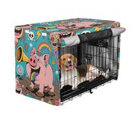 aidingzhi Dog Crate Cover Pet Kennel Cover with Roller Shades 42 Inch - Mud Pig Weird