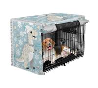 aidingzhi Dog Crate Cover Pets Kennel Covers Rollers Shades - Nordic Blue Merry Christmas Dinosaur