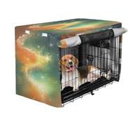 aidingzhi Dog Crate Cover Privacy Kennel Cover Rollers Shades 36 Inch - Orange Green Romantic Starry Sky Universe