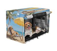 aidingzhi Dog Crate Cover Puppy Kennel Covers Roller Shades - Golden Retriever Dog on The Beach