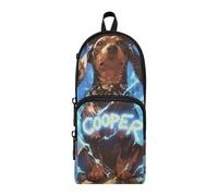 aidingzhi Dog Cute Brown Nylon 3 Compartments Large Pencil Bag Large Capacity Art Pencil Case Stationery Organizer for Elementary