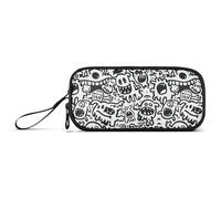 aidingzhi Doodle Monsters Nylon Pencil Case Pencil Bag Big Capacity School Pencil Case School Stationery for College Man