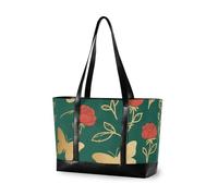 aidingzhi Dreamy Butterfly Green and Gold Rose Flower Portable women work tote bag with zipper work tote bags for Travel Essentials Beach Gifts Birthday Gifts for Women with diaper