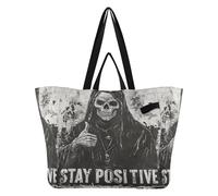 aidingzhi Easter Canvas Totes Vacation Kitchen Grocery Bags Large Tote Bag for Women Bachelorette Party Presents- Death God Skull