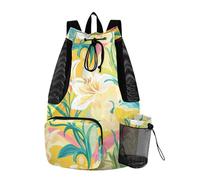 aidingzhi Easter Lily Happy Easter Beach Backpack Drawstring Cinch Bags With Water Bottle Pocket Wet and Dry Separation