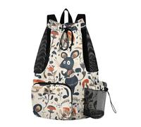 aidingzhi Fairy Tale Cute Fancy Rats Beach Backpack Drawstring Summer Camp Bag With Pockets Wet and Dry Separation