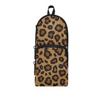 aidingzhi Fake Glitter Leopard Print Brown Nylon 3 Compartments Boys Pencil Bag Large Capacity Pencil Case Stationery for Middle School