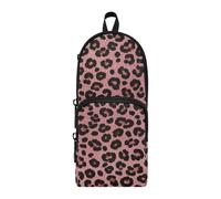 aidingzhi Fake Glitter Leopard Print Pink Nylon 3 Compartments Teen Pencil Bag Big Capacity Pencil Cases Stationery for Elementary