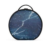 aidingzhi Fake Glitter Marble Grain Blue Universe Travel Bag Travel-Size Accessories Essentials Cosmetic Bag For Purse with adjustable dividers 11 IN