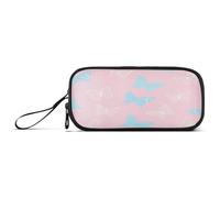 aidingzhi Fake Glitter Sequins Butterfly Pink Nylon Large Pencil Bag For Girls Large Capacity Zipper Mesh Pencil Case School Stationery for School Teacher