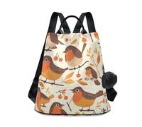 aidingzhi Fashion backpack carry on trendy college backpack for women for Daily College Shopping with Pom-pom keychain Orange Birds Simple