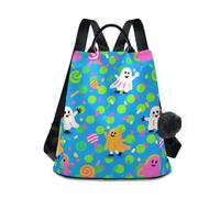 aidingzhi Fashion diaper bag backpack lightweight backpack for women lightweight for Daily College Shopping with Pom-pom keychain Cartoon Halloween Ghosts