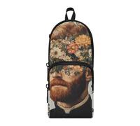 aidingzhi Floral Asthetic Face Art Nylon 3 Compartments School Supply Pencil Bag study&multifunctional School Pencil Case School Stationery for Preppy School