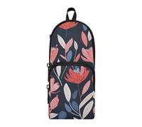 aidingzhi Floral Nylon 3 Compartments Pencil Bag College Large Capacity Zipper Mesh Pencil Case Stationery for Middle School