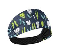 aidingzhi flower Lime Green and Navy Blue Moisture Wicking headband Elastic hairband for Football Workouts basketball Football