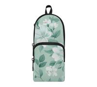 aidingzhi Flowers Mint Green Nylon 3 Compartments Large Zippered Pencil Bag Multi-purpose and aesthetic Pencil Case For School Stationery Organizer for Middle School