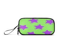 aidingzhi Fluorescent Green Star Graffiti Nylon Pencil Bags High Capacity Big Zipper Pencil Case School Stationery for Office Nurse