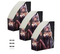 aidingzhi Foldable magazine file folder tabs 9x12 inches, desk file organizer 3 Pack magazine storage boxes for Home School Office, Red Eye Demon Evil Anime