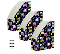aidingzhi Foldable magazine folders for documents 9x12 inches organizer for papers 3 Pack storage boxes Home School Office Back To The 80s Disco