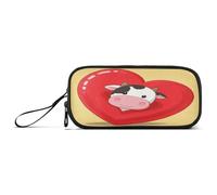 aidingzhi Funny Cartoon Heart Animal Cow Nylon Pencil Cases For College Students Large Capacity Large Pencil Case Stationery Organizer for College Woman