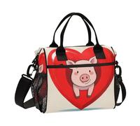 aidingzhi Funny Cartoon Heart Animal Pig Insulated Lunch Bag Thermal Lunch Box Tote with Shoulder Strap Teen Work S