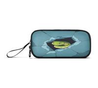 aidingzhi Funny Cartoon Wall Snake Blue Nylon Pencil Bag Pen Case Large Capacity Pencil Case For College Stationery Organizer for College Woman